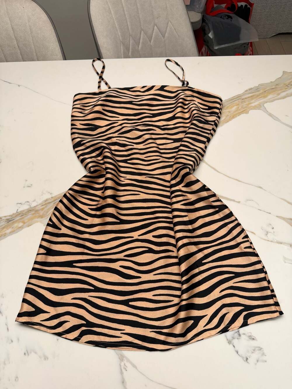 Lulus Wild One Tan and Black Zebra Print Satin Mini Dress